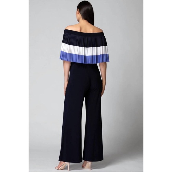 NEW JOSEPH‎ RIBKOFF pleated jumpsuit in midnight blue sz 14 - Picture 4 of 11